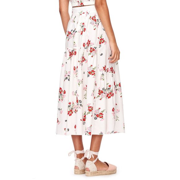 Rebecca Taylor white Marguerite floral cotton poplin tiered midi skirt 10 - Picture 4 of 10